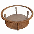 Round Coffee Table Featuring Glass Top And Oak Wooden Frame Base