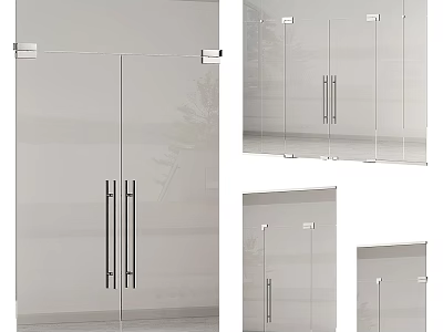 Modern Glass Sliding Doors With Sleek Metal Handles And Multiple Sizes For Home Interiors 3d model