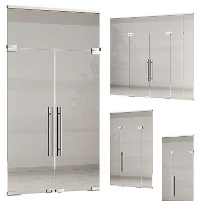 Modern Glass Sliding Doors With Sleek Metal Handles And Multiple Sizes For Home Interiors 3d model