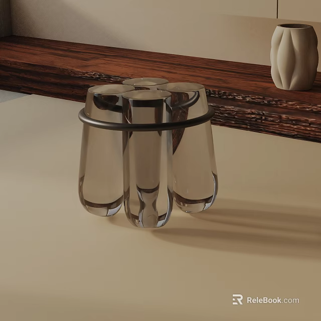 Modern Transparent Glass Side Table With Sleek Metal Legs And Elegant Design 3d model 