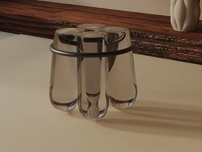 Modern Transparent Glass Side Table With Sleek Metal Legs And Elegant Design 3d model
