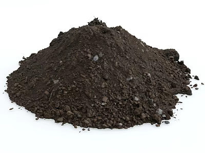 Pile of Dark Rich Soil with Small Stones and Clumps for Gardening 3d model