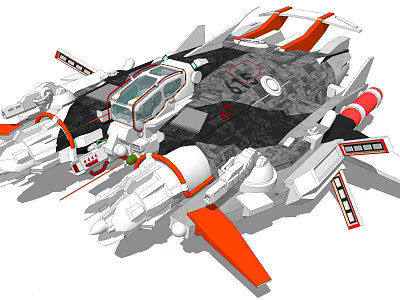 Detailed Futuristic Mech Model Featuring White Orange Black Design Cockpit And Weapons 3d model