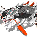 Detailed Futuristic Mech Model Featuring White Orange Black Design Cockpit And Weapons