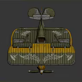 Aerospace Vintage Biplane Model In Yellow Green With Decorative Patterns And Twin Propellers