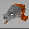 Industrial Orange Silver Pump With Transparent Cover Brass Fitting And Base 3d model