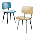 Colorful Modern Children's Chairs With Ergonomic Backrest And Sturdy Metal Legs In Blue And Yellow