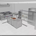 Modern Commercial Kitchen Interior With Stainless Steel Appliances Countertops And Cabinets