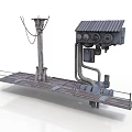 Industrial Metal Platform With Control Box Pipes Utility Pole And Railings
