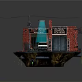 Abandoned Urban Steel Works Building With Red Brick Structure Street Lamp Green Liquid And Debris