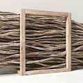 Stacked Dry Twigs Arranged In Wooden Crate For Decorative Use