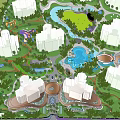 Residential Landscape Design With Multiple Buildings Green Spaces Water Features And Paths