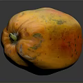 Ripe Papaya With Vibrant Orange Red Color And Green Stem On Black Background