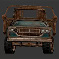 Vintage Rusty Blue Truck With Open Bed And Weathered Exterior Design