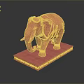 Red Elephant Sculpture 3D Model On Red Stand Base With Intricate Design 3d model
