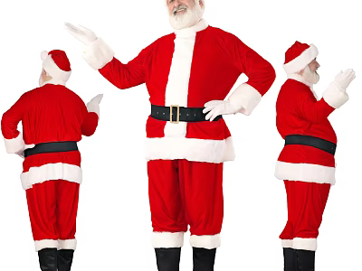 Santa Claus Festive Costume Three Different Poses Adult Full Suit 3d model