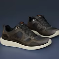 Dark Brown Modern Leather Casual Shoes With Mesh Panels And White Rubber Soles