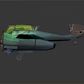 Green And Blue Spacecraft With Wing Structure And Multiple Engines For Cosmic Exploration