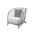 Elegant Single Sofa With Wooden Frame Woven Backrest And Patterned Cushion