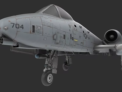 Gray Fighter Jet With Number 704 Detailed Cockpit Engine And Landing Gear 3d model