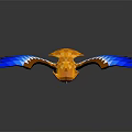 Origami Style Game And Movie Character Owl With Blue Wings Orange Body And Reflection