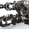 Detailed 3D Model of Car Engine Components Including Axle and Wheels Structure