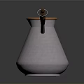 Electric Coffee Pot With Silver Copper Carved Pattern And Wooden Handle Design