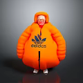 Plump Design Orange Inflatable Daily Living Doll Wearing Adidas Hoodie and Glasses