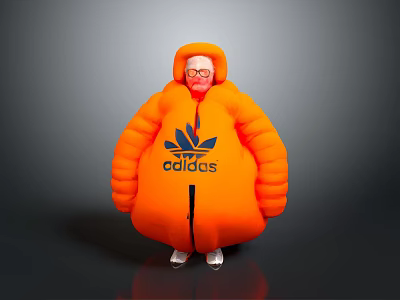 Plump Design Orange Inflatable Daily Living Doll Wearing Adidas Hoodie and Glasses 3d model