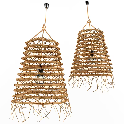 New Chinese Chandelier Lamp Bamboo 3d model