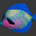 Showcasing Colorful Tropical Fish With Blue Pink Green Spots And Yellow Eyes Fins Tail
