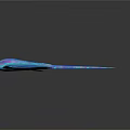 Flying Fish With Iridescent Blue And Purple Wings Glowing In Dark Background