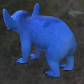 Blue Reptile With Large Ears And Big Eyes Standing On Green Grassland Habitat