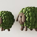 Adorable Sheep Shaped Green Sofa Stools With Textured Body And Gray Legs