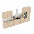 Modern Kitchen Interior Design With Wooden Cabinets Sink Stove And Appliances