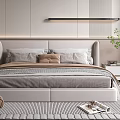 Elegant Modern Bedroom Interior Design With Large Bed Bedside Tables Wardrobe And Green Plant