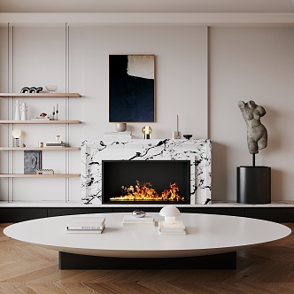 Modern Fireplace Decorative Cabinet Coffee Table Decorative Painting 3d model