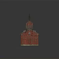 Red Industrial Factory Building With Two Story Structure Corrugated Metal Roof And Crane