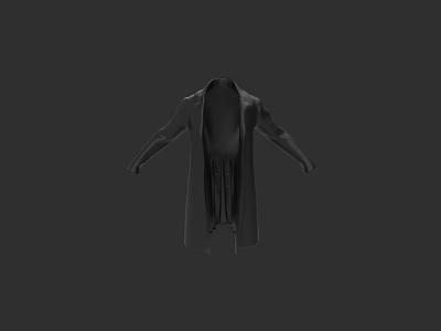 Elegant Black Long Coat with Modern Design and Classic Silhouette for Fashionable Look 3d model