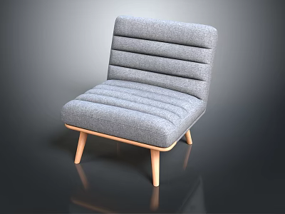 Grey Fabric Single Sofa With Vertical Striped Design And Wooden Legs Modern Style 3d model