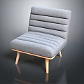 Grey Fabric Single Sofa With Vertical Striped Design And Wooden Legs Modern Style