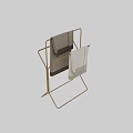 Modern Gold Metal Bathroom Towel Rack With Two Dark Brown And Light Gray Towels
