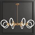 Elegant Modern Chandelier With White Circular Rings And Golden Metal Frame Lighting Design