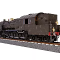 Black Vintage Steam Train Model on Railway Track with Detailed Design
