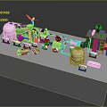Industrial Equipment Model With Wind Turbine Water Towers And Pipes