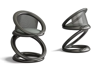 Stylish Modern Single Chair With Spiral Base And Mesh Seat Design 3d model
