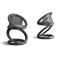Stylish Modern Single Chair With Spiral Base And Mesh Seat Design