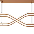 Modern Curved Wooden Chandelier With Crossed Wave Shape And Light Colored Design
