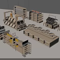 Wooden Display Shelves With Multiple Layers And Storage Trays For Retail Store Racks