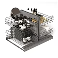 Organized Bathroom Accessories On Multi Tiered Metal Rack With Bottles Candles Towels And Tissue Box
